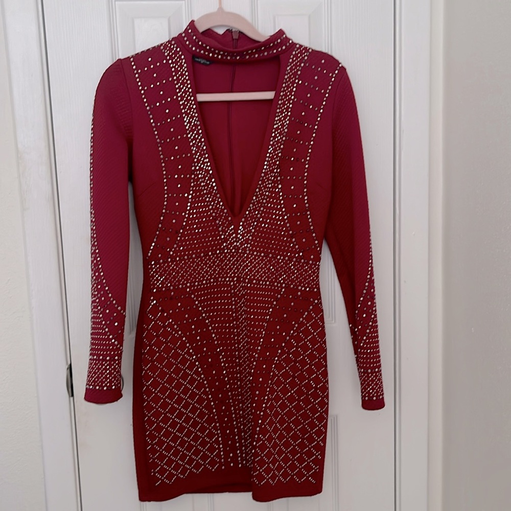 BEBE embellished mini dress